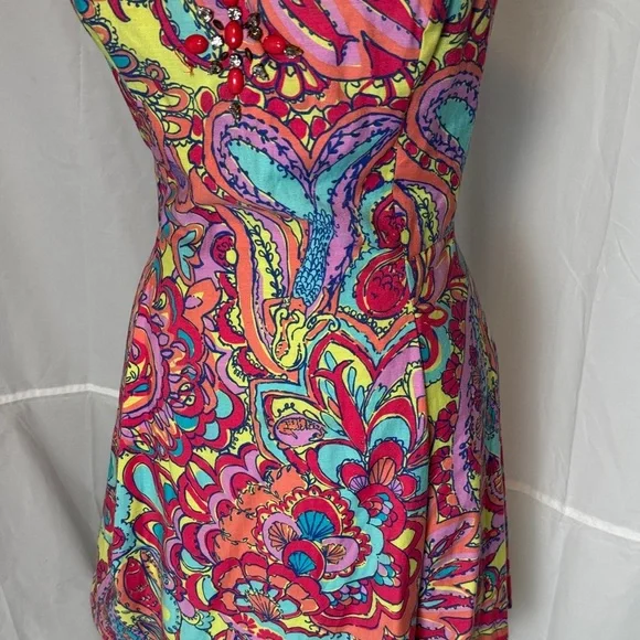 Lilly Pulitzer Vibrant Multicolor Paisley Dress with beaded neckline - Picture 6 of 12